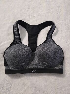 VSX Black & Gray Padded Racerback Sports Bra